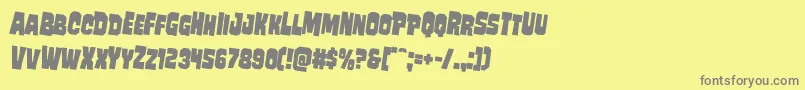 Mindlessbruterotate2-Schriftart – Graue Schriften auf gelbem Hintergrund