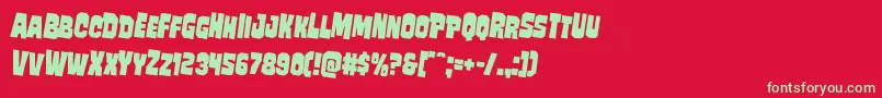 フォントMindlessbruterotate2 – 赤い背景に緑の文字