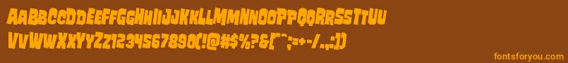 フォントMindlessbruterotate2 – オレンジ色の文字が茶色の背景にあります。