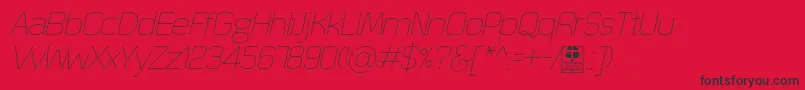 QuizmaThinItalicDemo Font – Black Fonts on Red Background