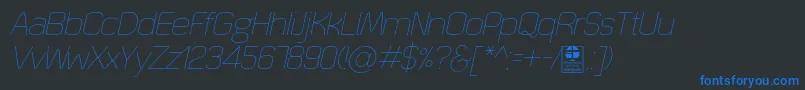 QuizmaThinItalicDemo Font – Blue Fonts on Black Background