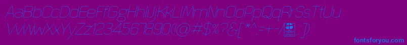 QuizmaThinItalicDemo Font – Blue Fonts on Purple Background