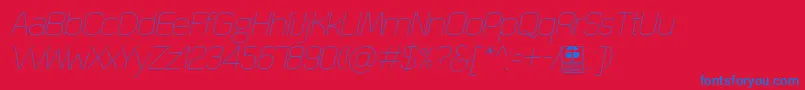 QuizmaThinItalicDemo-Schriftart – Blaue Schriften auf rotem Hintergrund