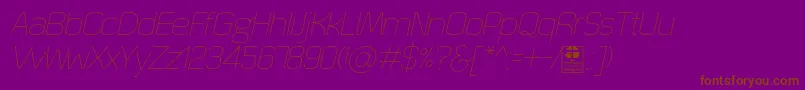 Шрифт QuizmaThinItalicDemo – коричневые шрифты на фиолетовом фоне