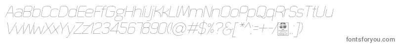 QuizmaThinItalicDemo-fontti – harmaat kirjasimet valkoisella taustalla