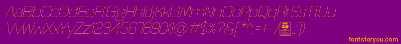 QuizmaThinItalicDemo Font – Orange Fonts on Purple Background