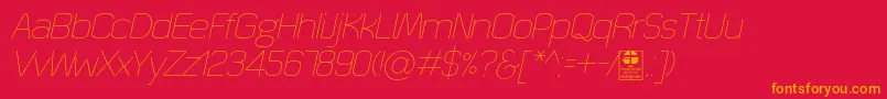 QuizmaThinItalicDemo Font – Orange Fonts on Red Background