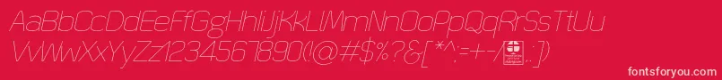 フォントQuizmaThinItalicDemo – 赤い背景にピンクのフォント