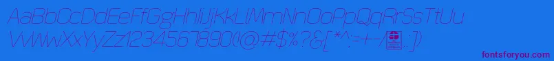 QuizmaThinItalicDemo Font – Purple Fonts on Blue Background
