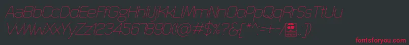 フォントQuizmaThinItalicDemo – 黒い背景に赤い文字