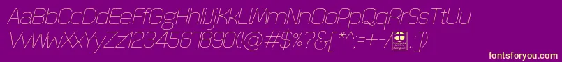 QuizmaThinItalicDemo Font – Yellow Fonts on Purple Background