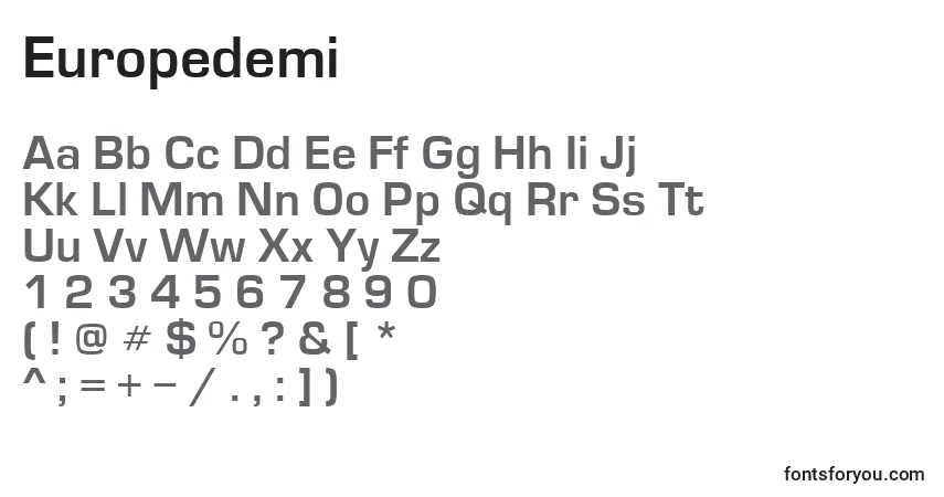 Шрифт Europedemi – алфавит, цифры, специальные символы