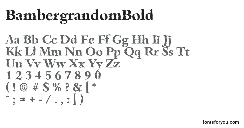 Czcionka BambergrandomBold – alfabet, cyfry, specjalne znaki