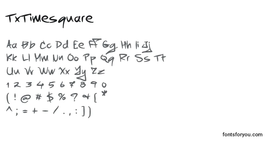 Schriftart TxTimesquare – Alphabet, Zahlen, spezielle Symbole