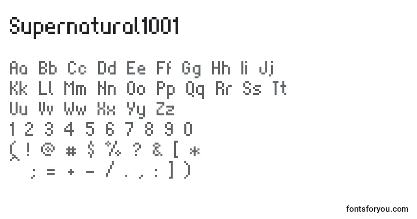 Schriftart Supernatural1001 – Alphabet, Zahlen, spezielle Symbole