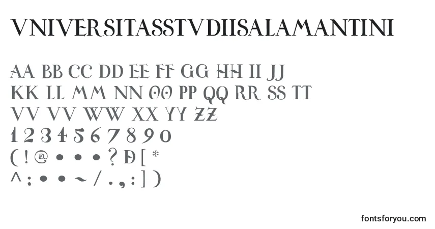 A fonte UniversitasStudiiSalamantini – alfabeto, números, caracteres especiais