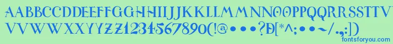 フォントUniversitasStudiiSalamantini – 青い文字は緑の背景です。