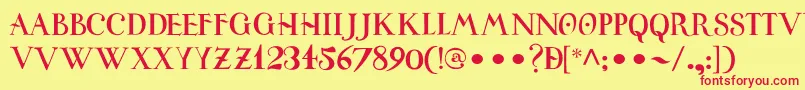 UniversitasStudiiSalamantini-Schriftart – Rote Schriften auf gelbem Hintergrund