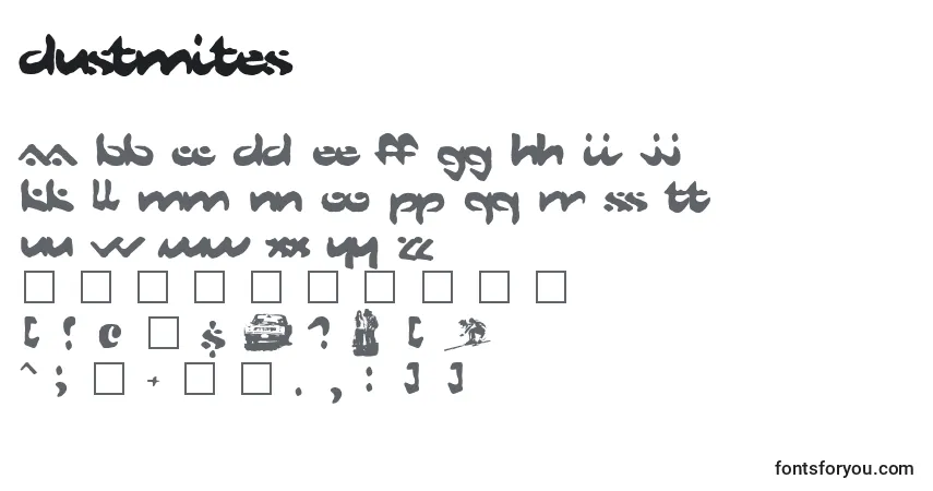 Schriftart DustMites – Alphabet, Zahlen, spezielle Symbole