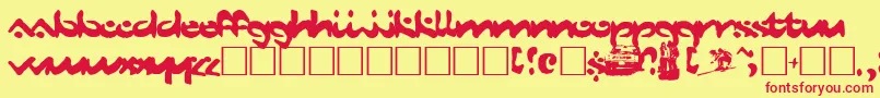 DustMites Font – Red Fonts on Yellow Background