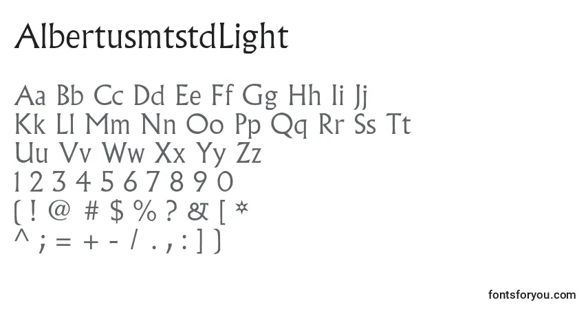 Czcionka AlbertusmtstdLight – alfabet, cyfry, specjalne znaki