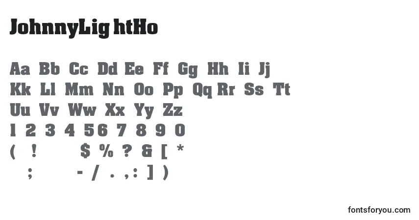 Schriftart JohnnyLightHo – Alphabet, Zahlen, spezielle Symbole