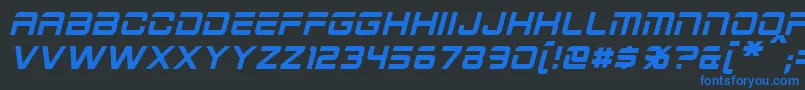Fonte 2015CruiserItalic – fontes azuis em um fundo preto