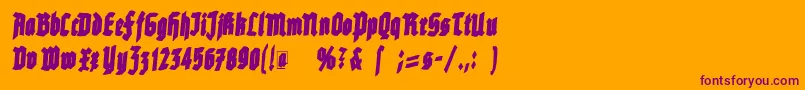 Rottenscript-Schriftart – Violette Schriften auf orangefarbenem Hintergrund