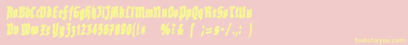 Rottenscript-Schriftart – Gelbe Schriften auf rosa Hintergrund