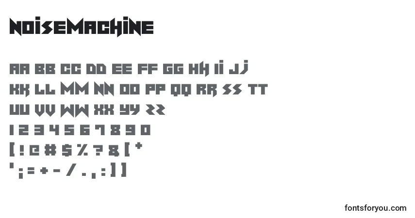 A fonte NoiseMachine – alfabeto, números, caracteres especiais