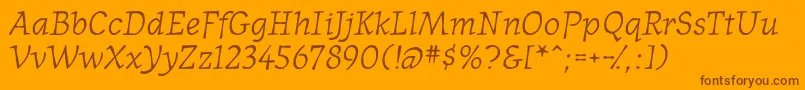 WesternpresssskItalic Font – Brown Fonts on Orange Background