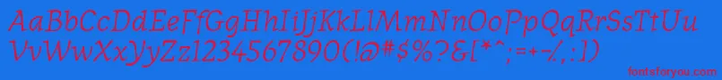 WesternpresssskItalic Font – Red Fonts on Blue Background