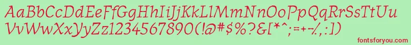 WesternpresssskItalic Font – Red Fonts on Green Background