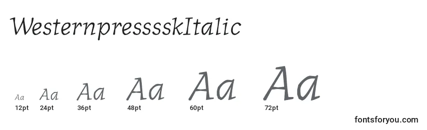 Размеры шрифта WesternpresssskItalic