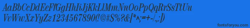 RubyscriptnarrowBold Font – Black Fonts on Blue Background