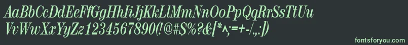 RubyscriptnarrowBold Font – Green Fonts on Black Background