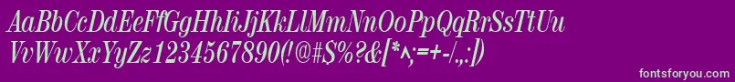 RubyscriptnarrowBold Font – Green Fonts on Purple Background