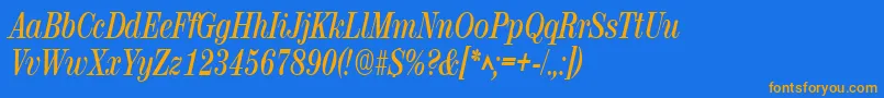 RubyscriptnarrowBold Font – Orange Fonts on Blue Background