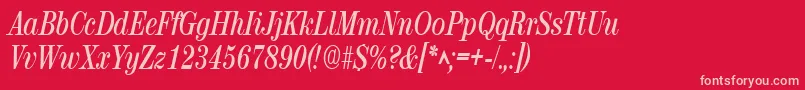 RubyscriptnarrowBold Font – Pink Fonts on Red Background