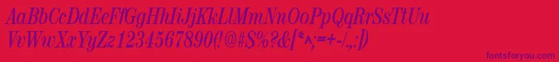 RubyscriptnarrowBold Font – Purple Fonts on Red Background