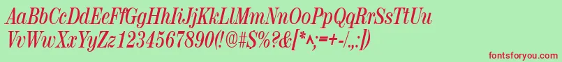 RubyscriptnarrowBold Font – Red Fonts on Green Background