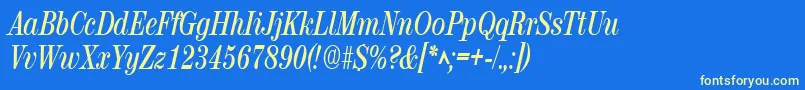 RubyscriptnarrowBold Font – Yellow Fonts on Blue Background