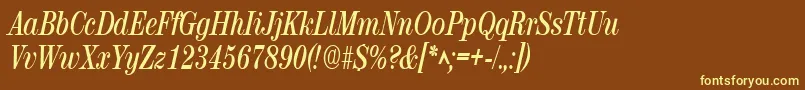 RubyscriptnarrowBold Font – Yellow Fonts on Brown Background