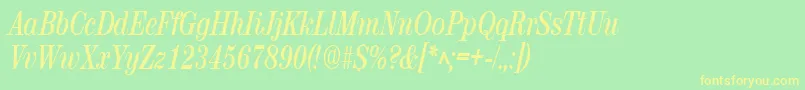 RubyscriptnarrowBold Font – Yellow Fonts on Green Background