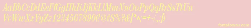 RubyscriptnarrowBold Font – Yellow Fonts on Pink Background