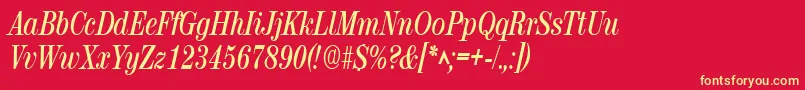 RubyscriptnarrowBold Font – Yellow Fonts on Red Background