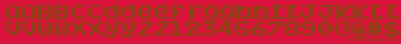 フォントSorcery6128 – 赤い背景に茶色の文字