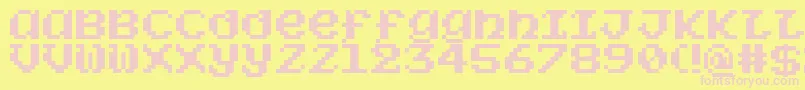 フォントSorcery6128 – ピンクのフォント、黄色の背景