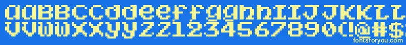 Sorcery6128-Schriftart – Gelbe Schriften auf blauem Hintergrund