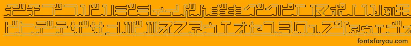 Katakana Pipe-Schriftart – Schwarze Schriften auf orangefarbenem Hintergrund